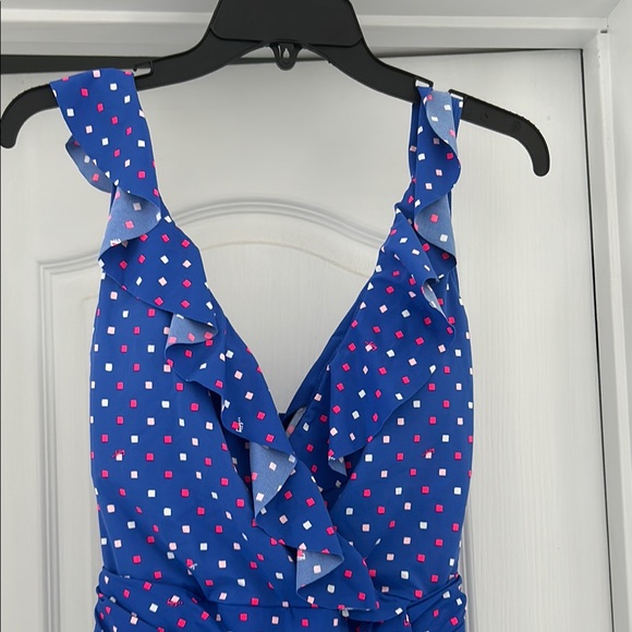 Lilly Pulitzer Delphine Borealis Blue Lilly Squared One Piece Swimsuit sz 8 - Picture 5 of 7